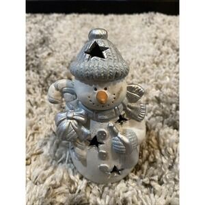 Snowman Tealight White‎ & Silver Snowman